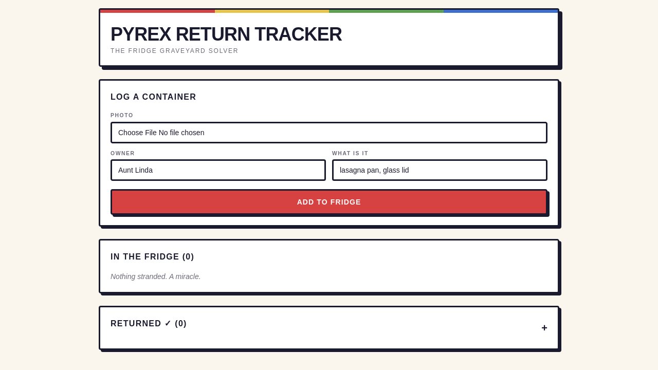 pyrex-return-tracker